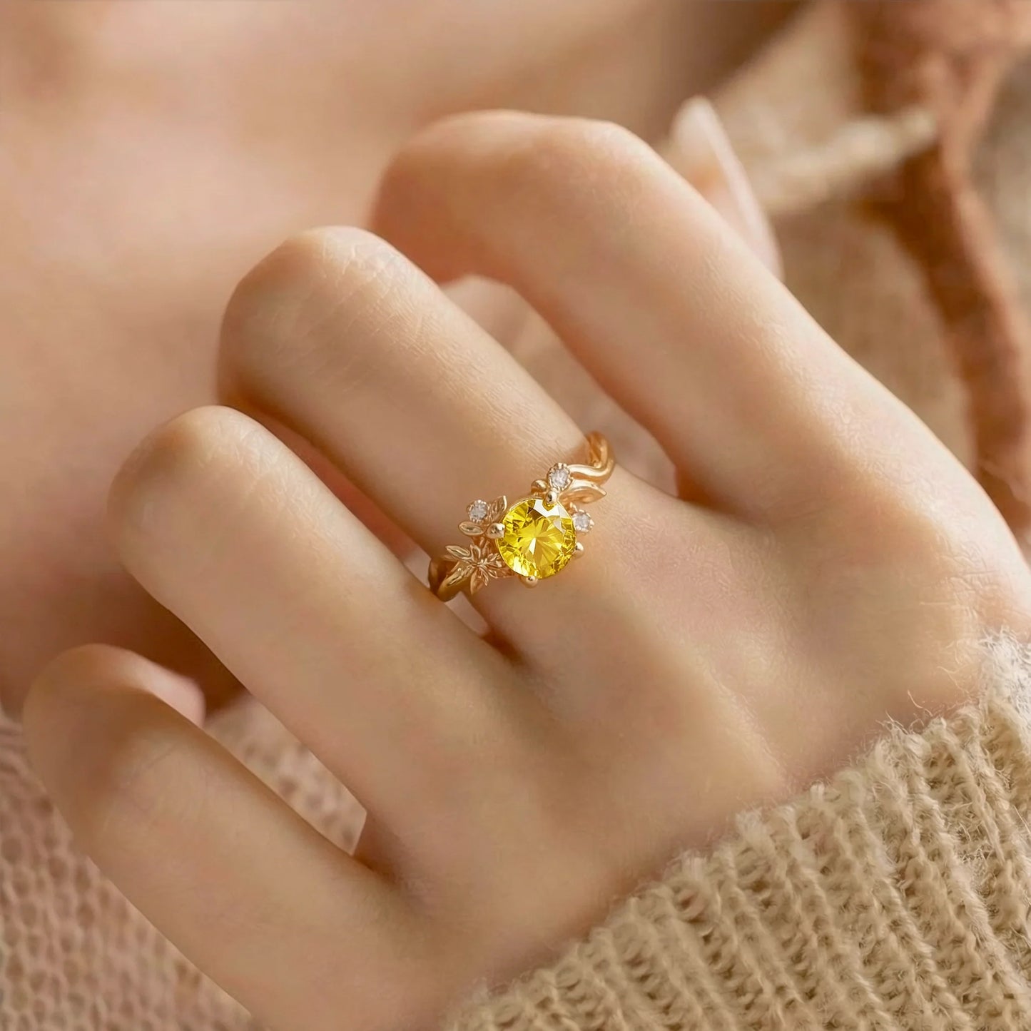 Marguerite’s Sunbeam | Yellow Sapphire Vine Engagement Ring