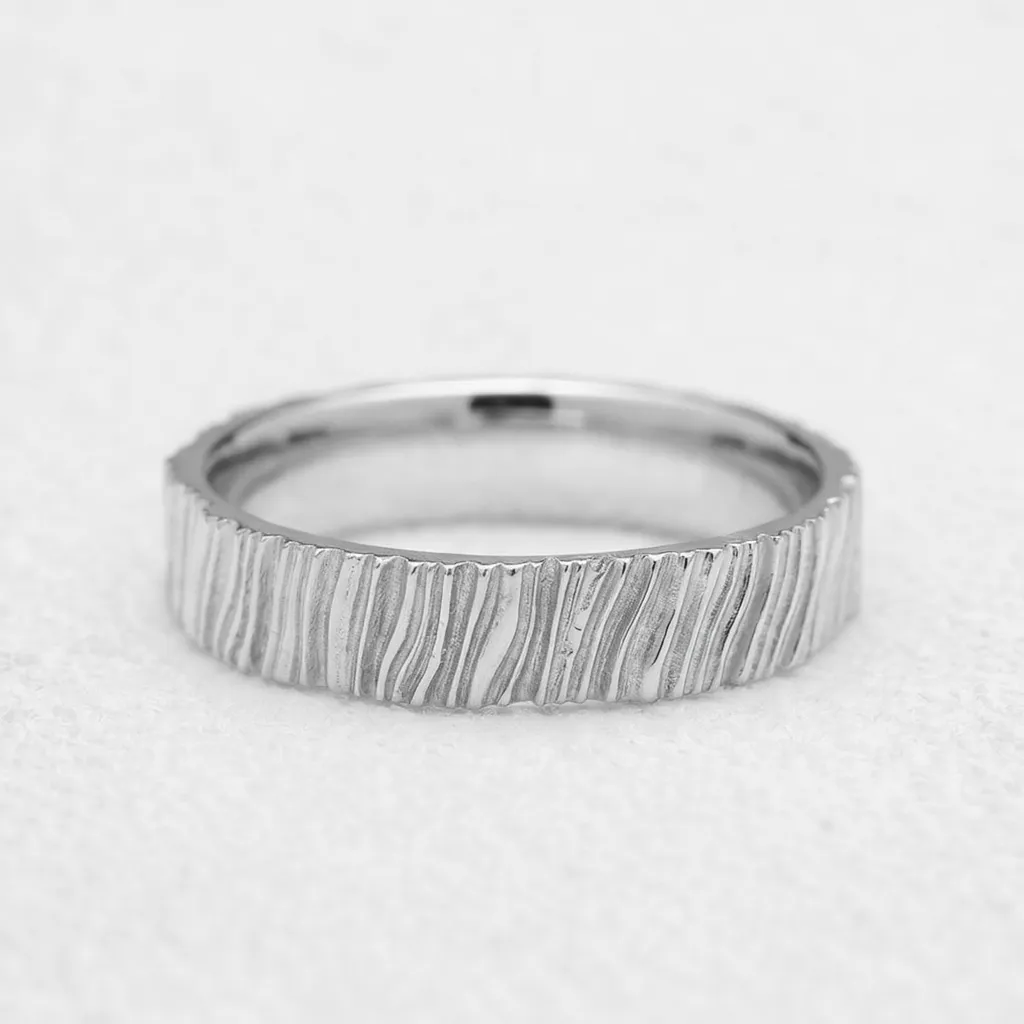 Oak Grain | 4MM Hand-Carved Wood Texture Men’s Wedding Band