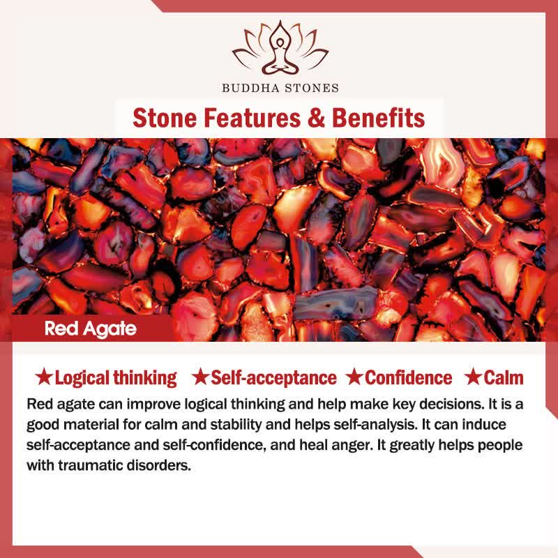 Buddha Stones Red Agate Fu Character Flower Confidence Luck Bracelet
