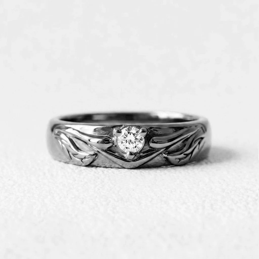 Ivy’s Spark | Diamond Leaf Wedding Band