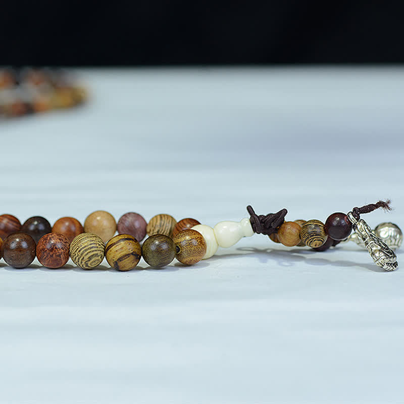 Fortune Jewel 108 Beads Multi-Tone Natural Wood Calm Energy Mala
