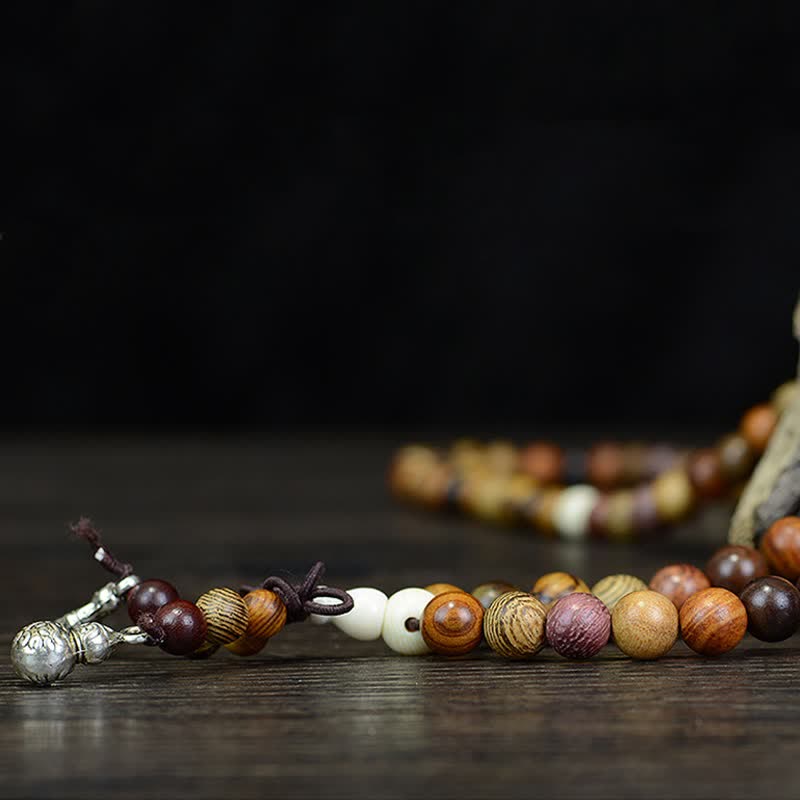 Fortune Jewel 108 Beads Multi-Tone Natural Wood Calm Energy Mala