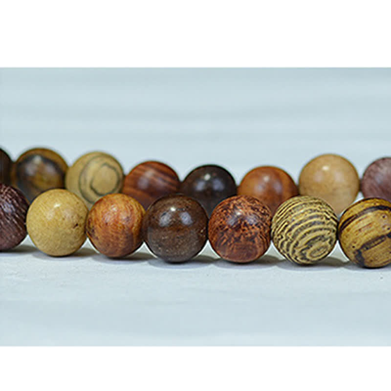 Fortune Jewel 108 Beads Multi-Tone Natural Wood Calm Energy Mala