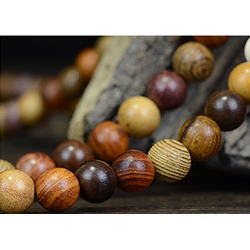 Fortune Jewel 108 Beads Multi-Tone Natural Wood Calm Energy Mala
