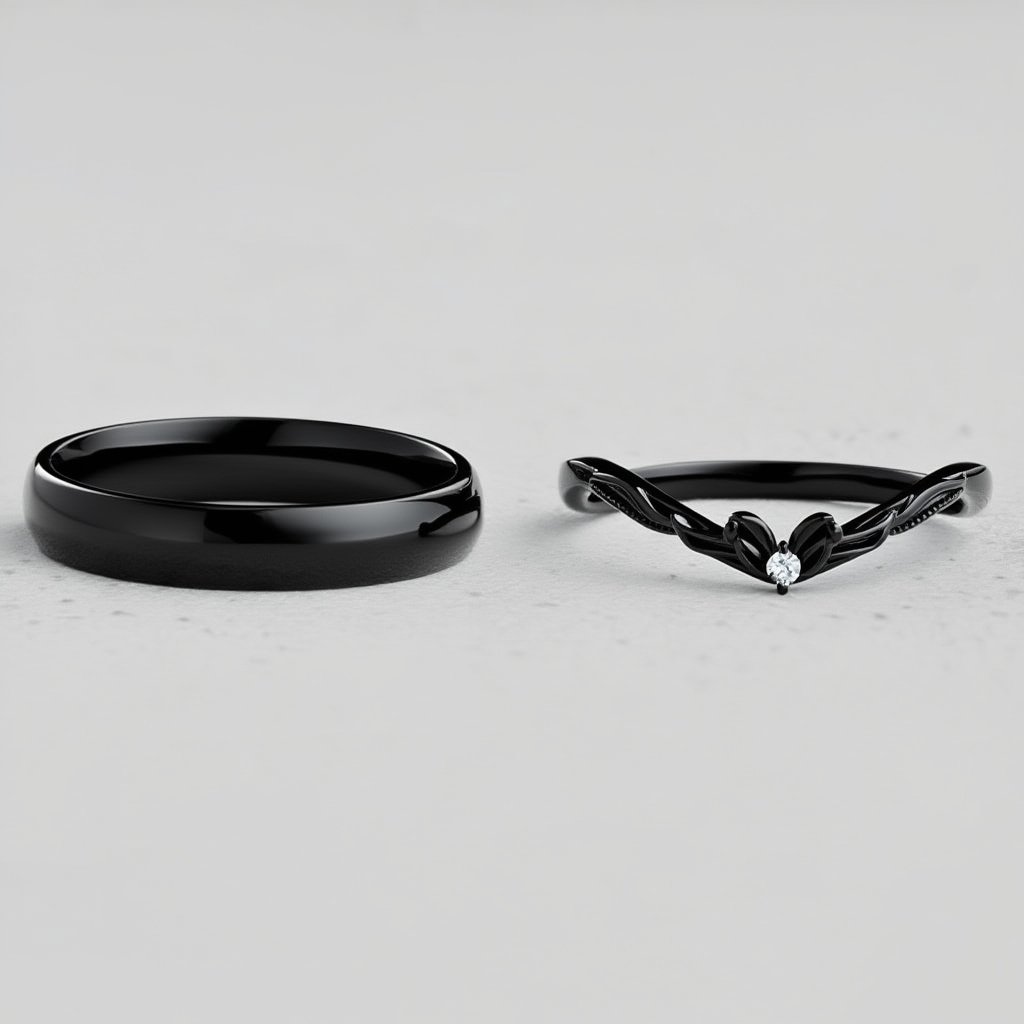 Harmony Duet | Curved Diamond & Classic Band Couple Wedding Set