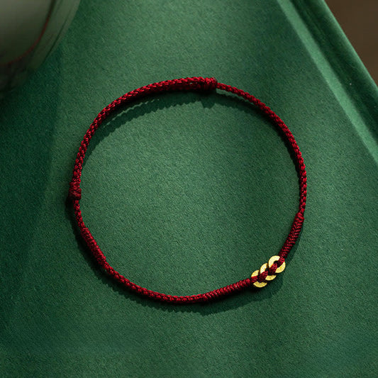 Buddha Stones Copper Coins Hand-Woven Red Multicolor String Luck Bracelet