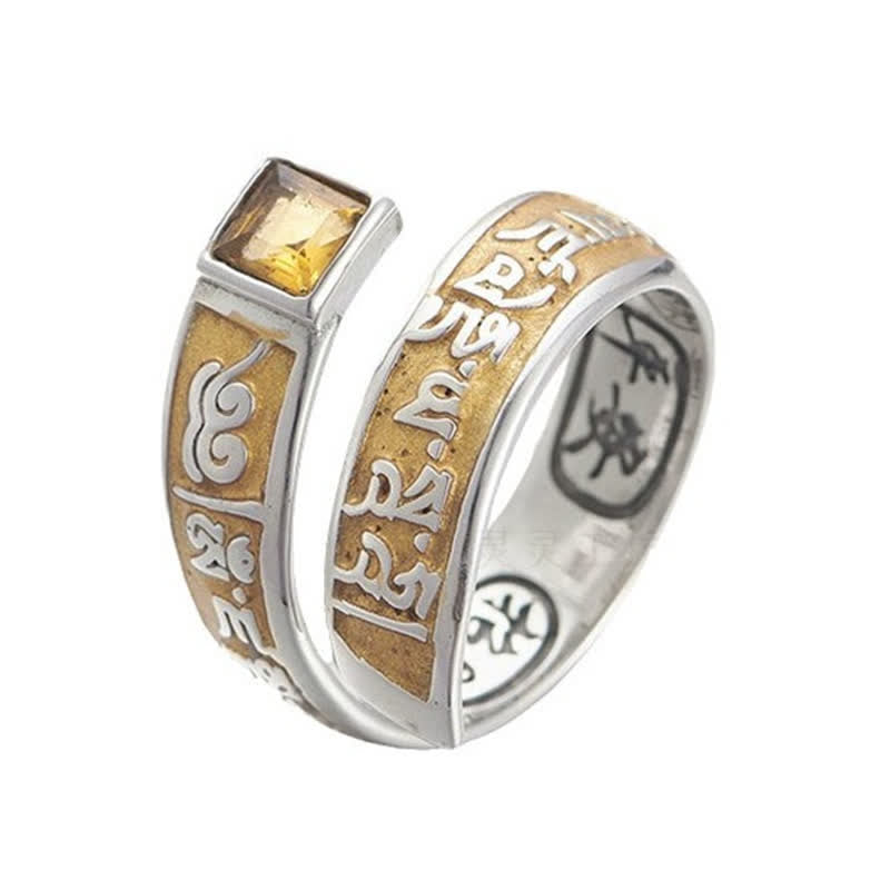 Buddha Stones Copper Om Mani Padme Hum Grounding Wisdom Tibetan Adjustable Ring