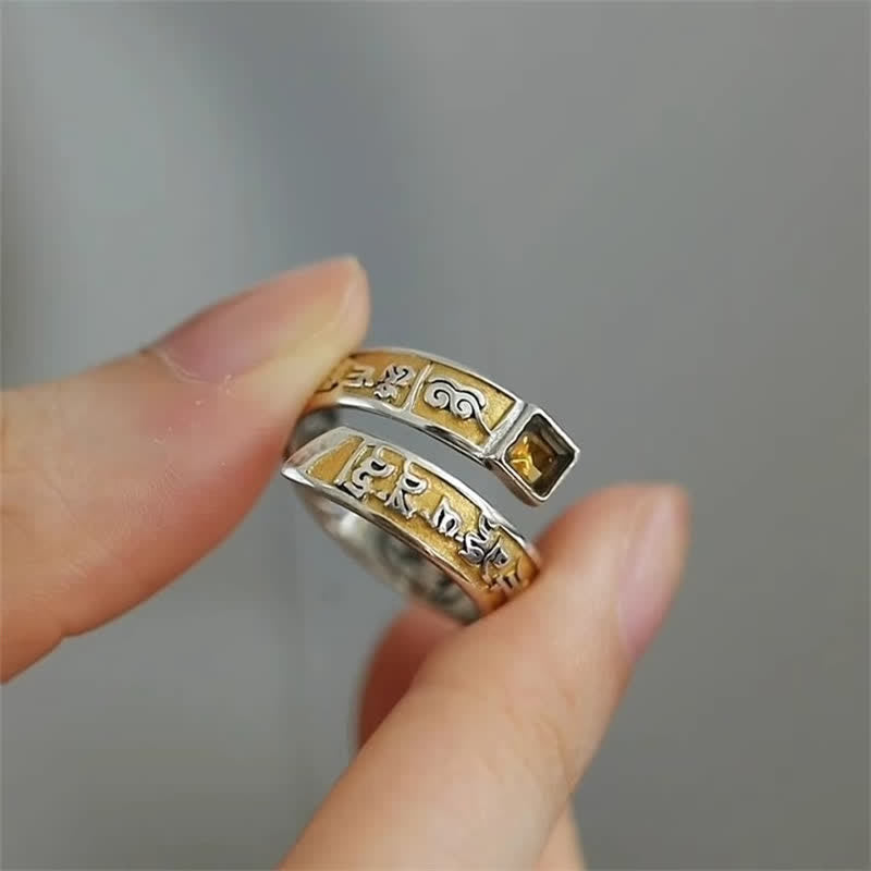 Buddha Stones Copper Om Mani Padme Hum Grounding Wisdom Tibetan Adjustable Ring