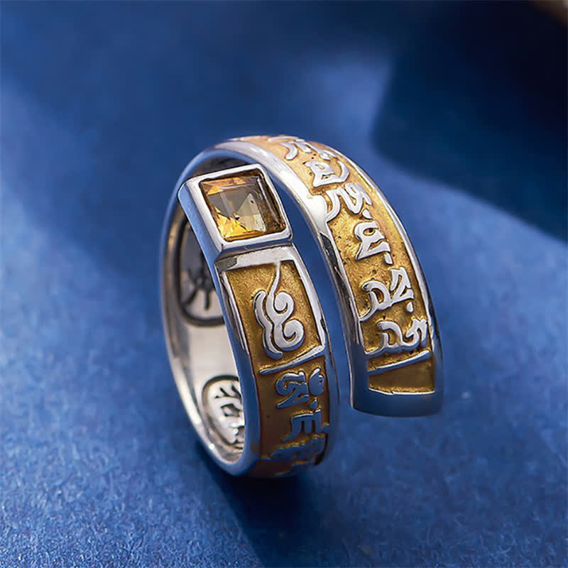 Buddha Stones Copper Om Mani Padme Hum Grounding Wisdom Tibetan Adjustable Ring