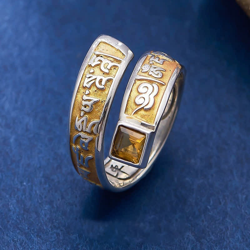 Buddha Stones Copper Om Mani Padme Hum Grounding Wisdom Tibetan Adjustable Ring