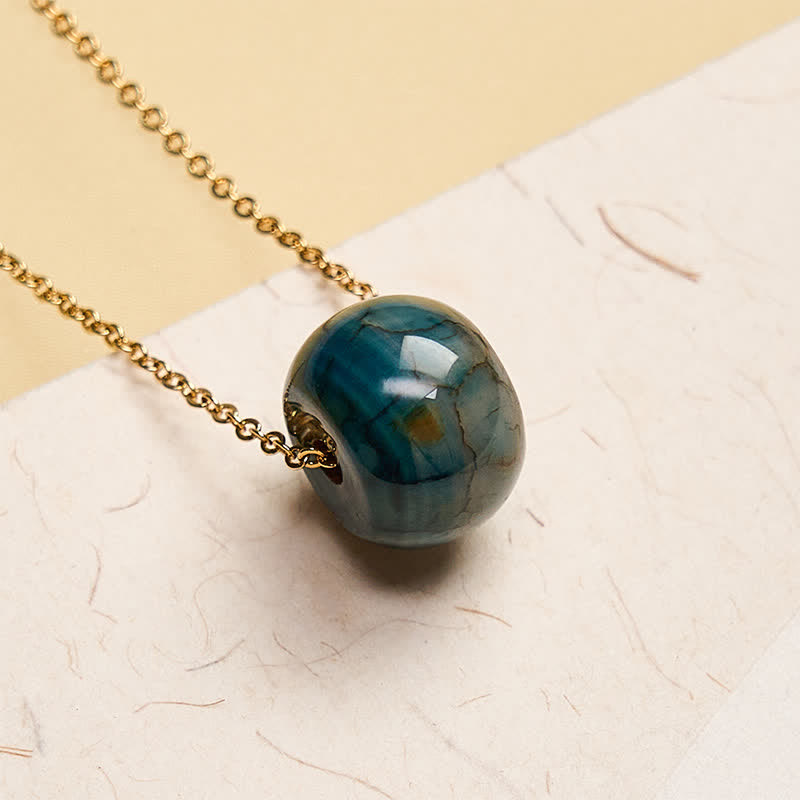 Buddha Stones Natural Agate Peace Buckle Generosity Pendant Copper 925 Sterling Silver Chain Necklace
