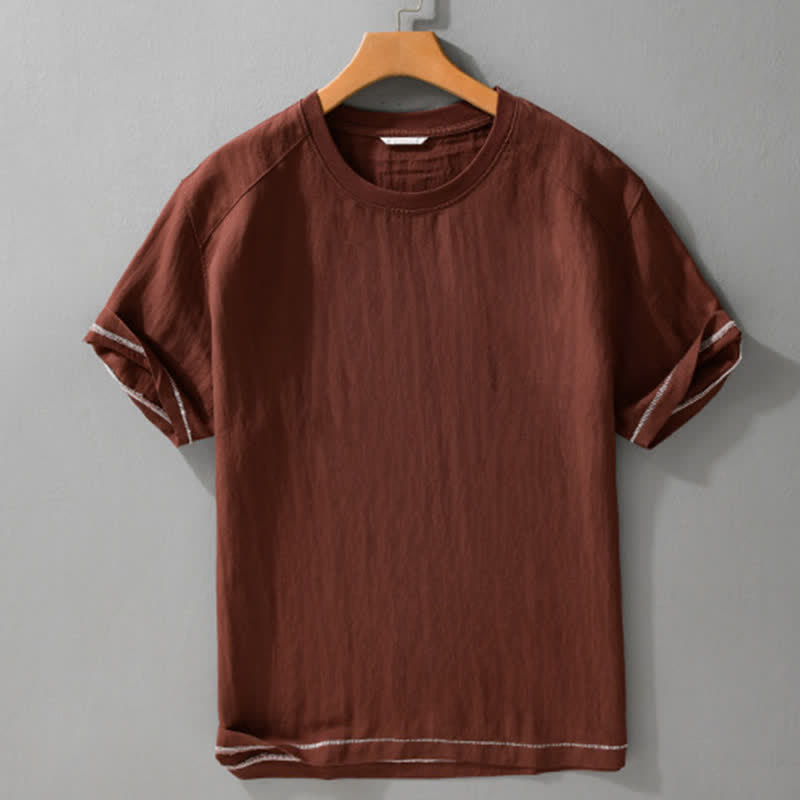Buddha Stones Summer Casual Vintage Washed Solid Men's Short Sleeve T-Shirts
