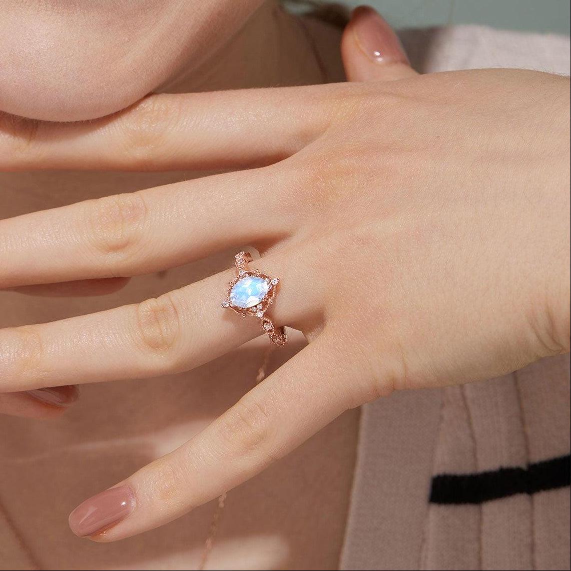 Charlotte’s Mistveil | 1.5CT Oval Opal Vintage Engagement Ring