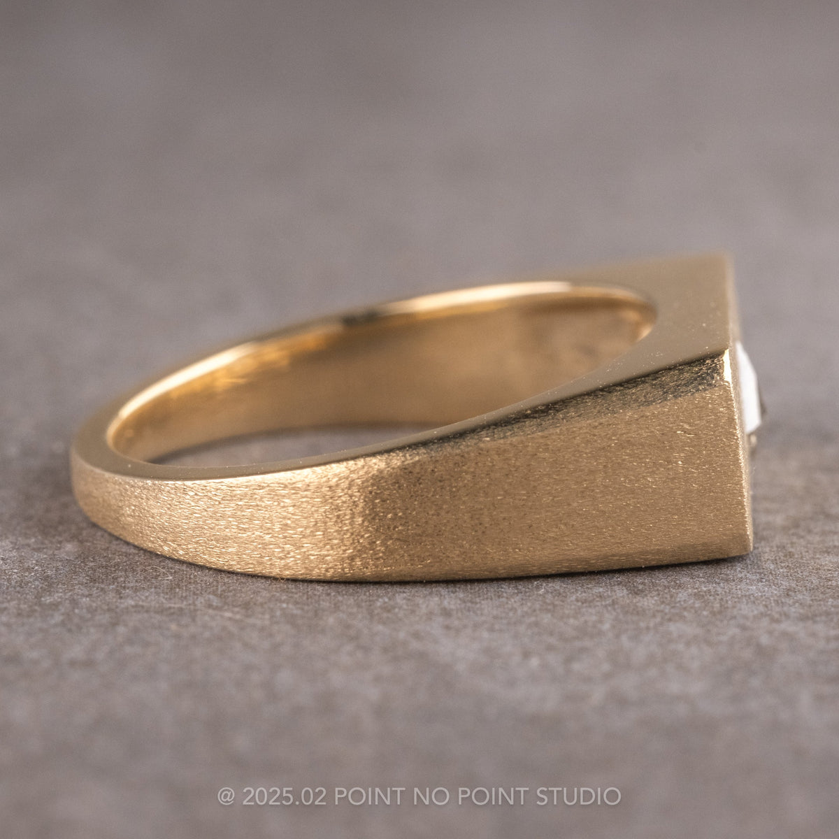 Centered Kite Diamond Men's Signet Style Wedding Ring, Matte