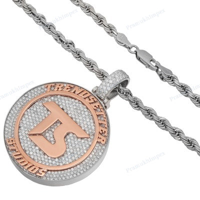 Two Tone Round Shape Small Custom TS Pendant