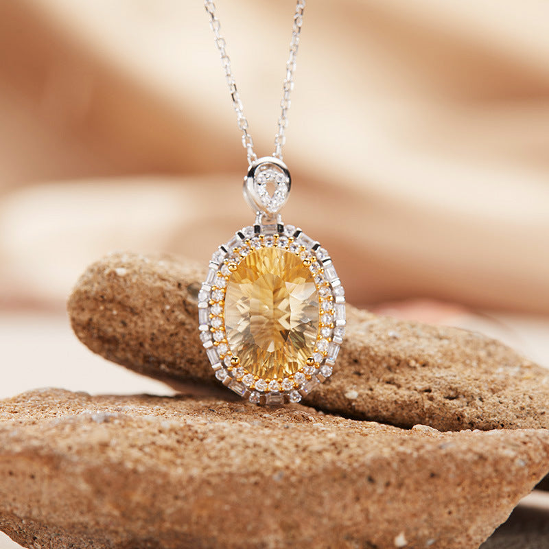 Citrine Halo Necklace