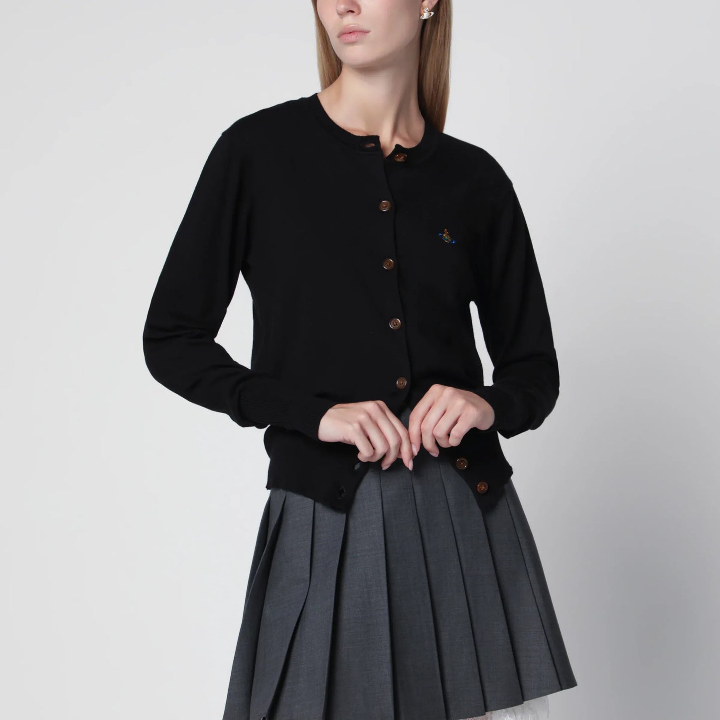 Vivienne Westwood - Bea cotton-cashmere cardigan with Orb embroidery, black
