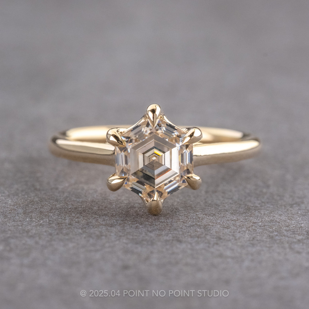 2.02 Carat Hexagon Moissanite Engagement Ring, Madeline Setting