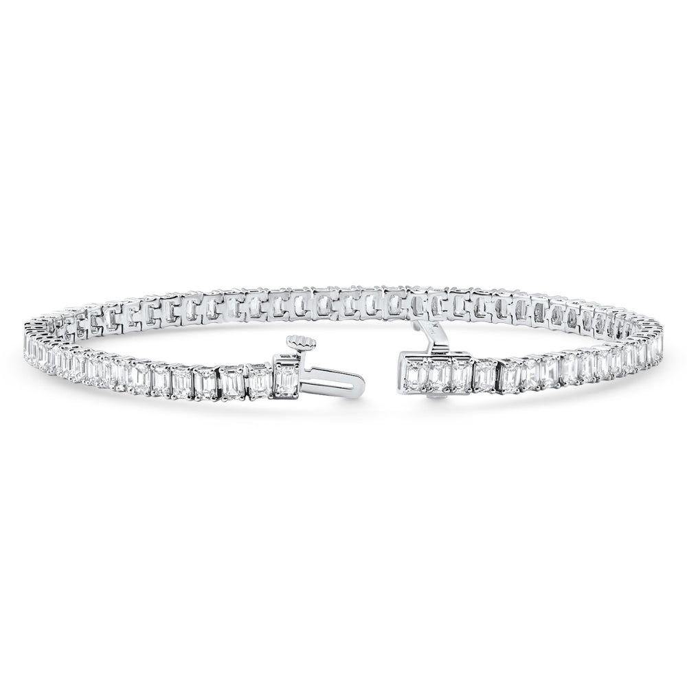 7Ct Emerald Cut Diamond Tennis Bracelet 7" 14k White Gold