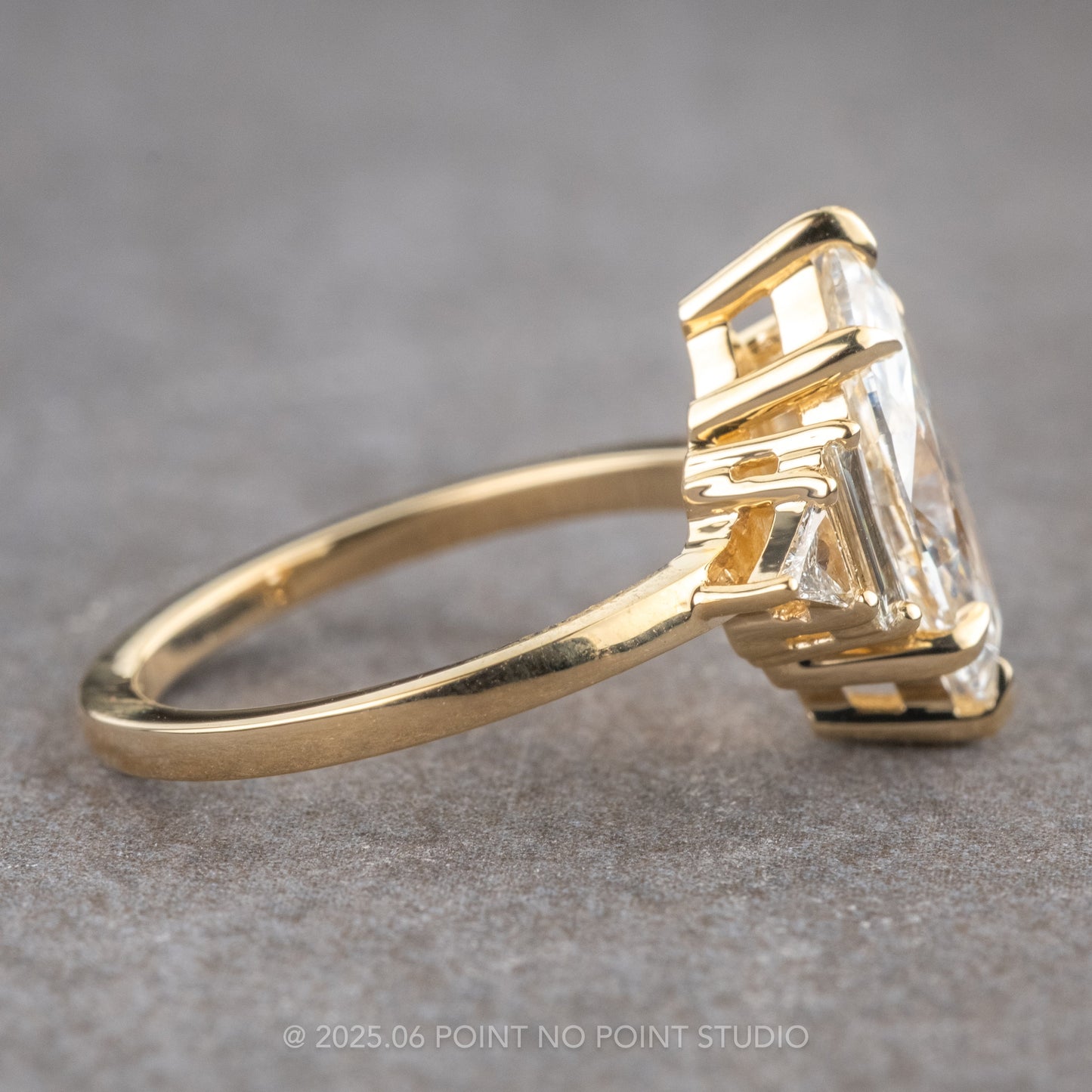 1.70 Carat Marquise Moissanite and Diamond Engagement Ring, Beatrice Setting