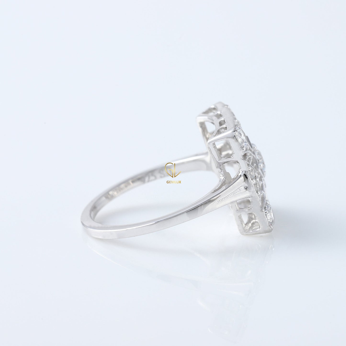 1890s Vintage Filigree Design Round Lab Grown Antique Ring