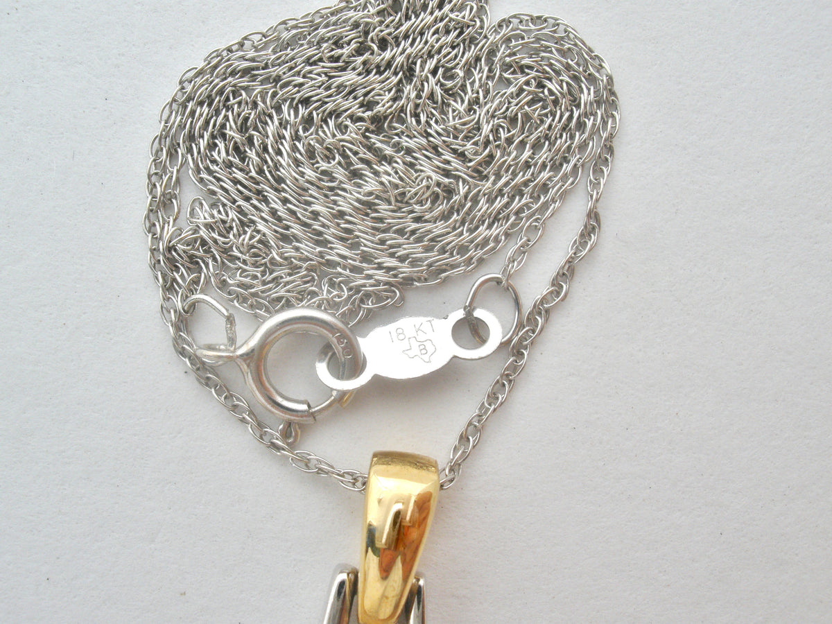 18K Gold & Platinum Diamond Pendant Necklace 19"