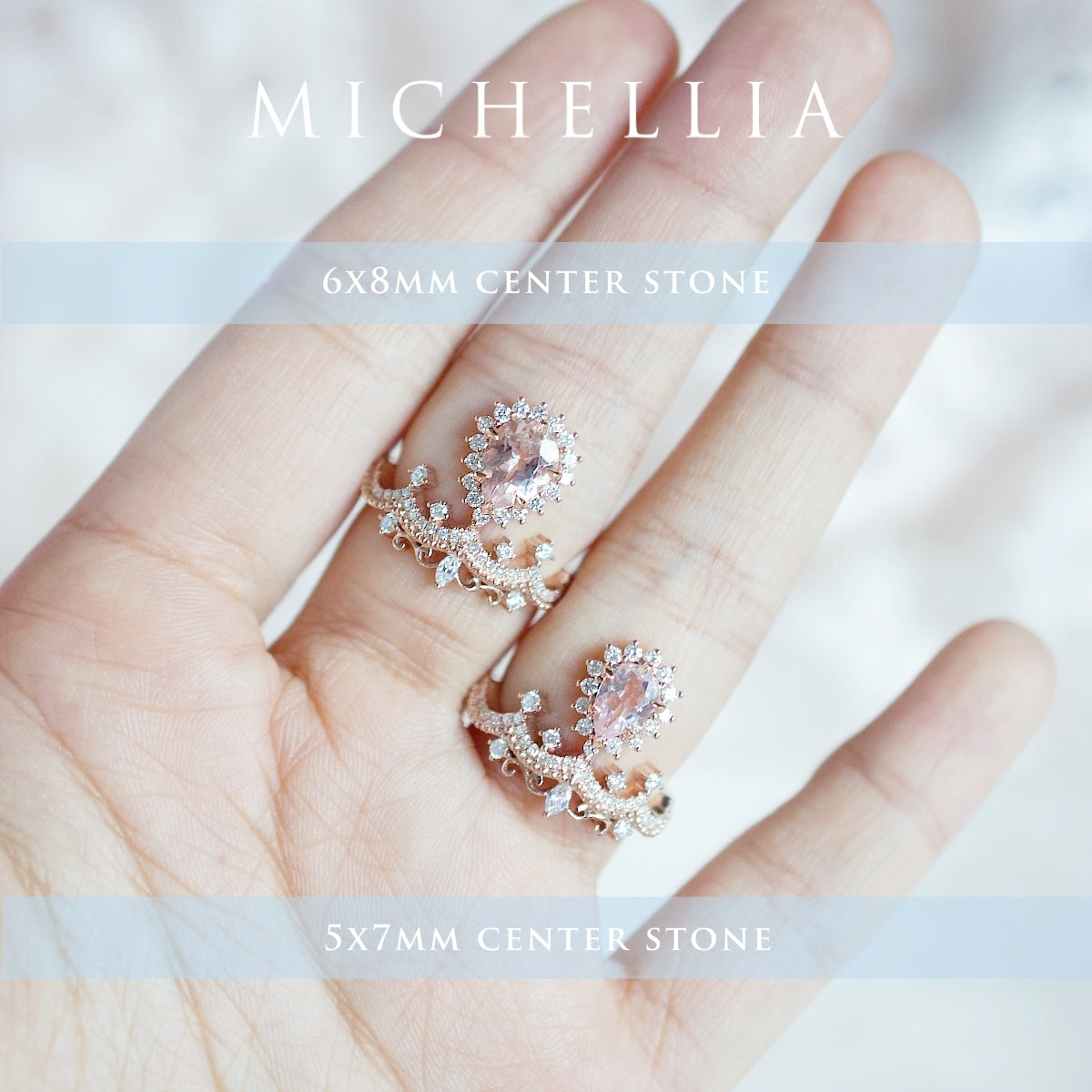 [Angelique] Venetian Crown Engagement Ring in Aquamarine