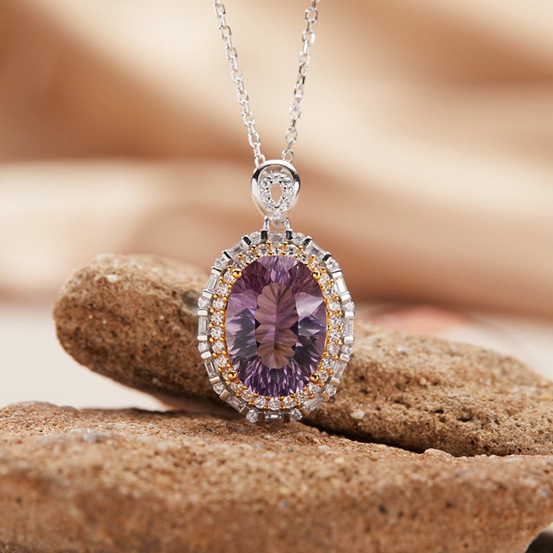 Oval Amethyst Necklace