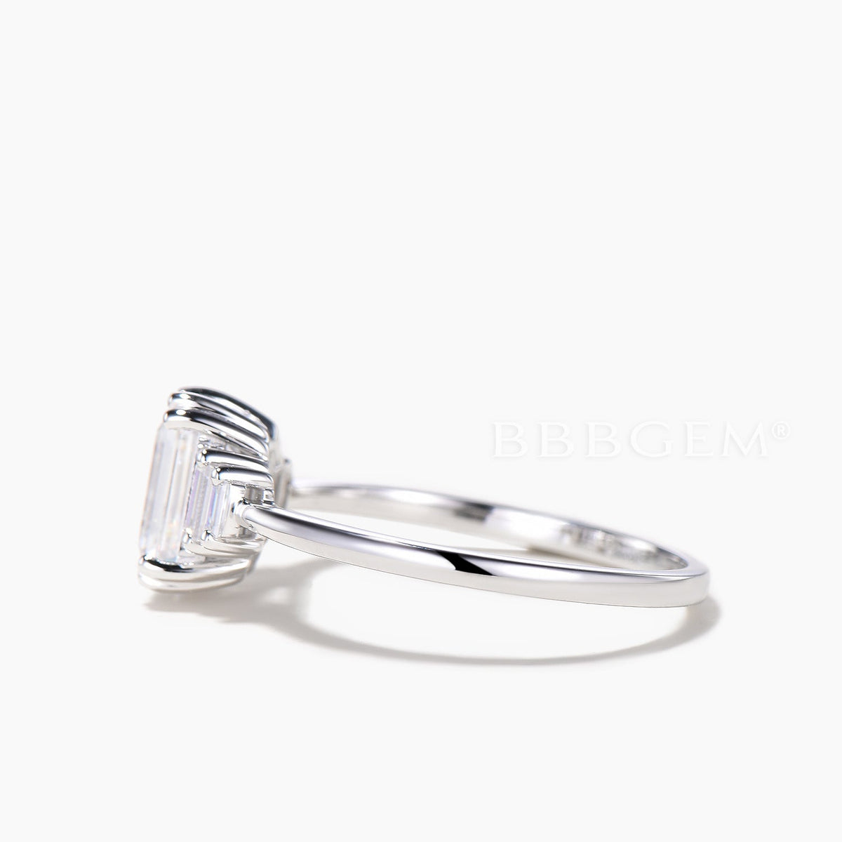 3CT Emerald Cut Moissanite Engagement Ring Baguette Moissanite Cluster Ring