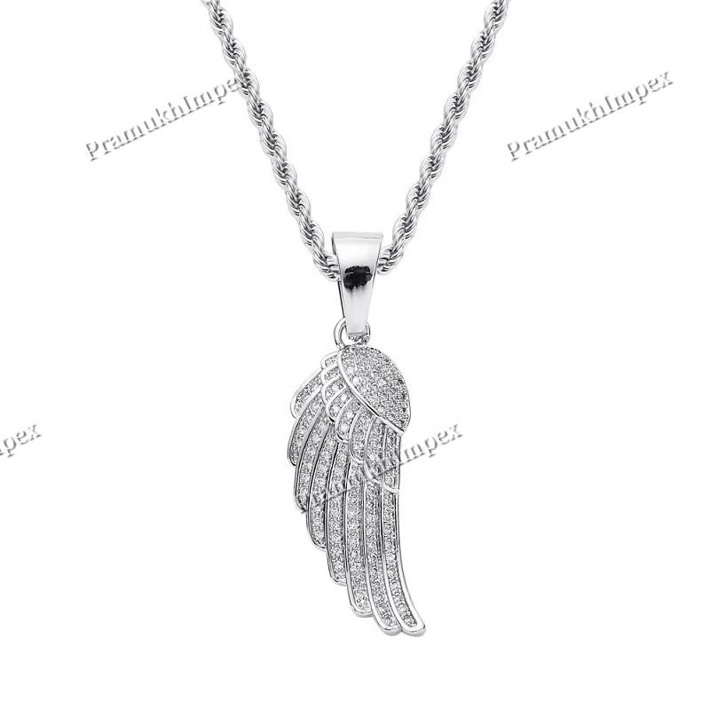 Natural Diamond 925 Silver Gold Plated Feather Wing Pendant