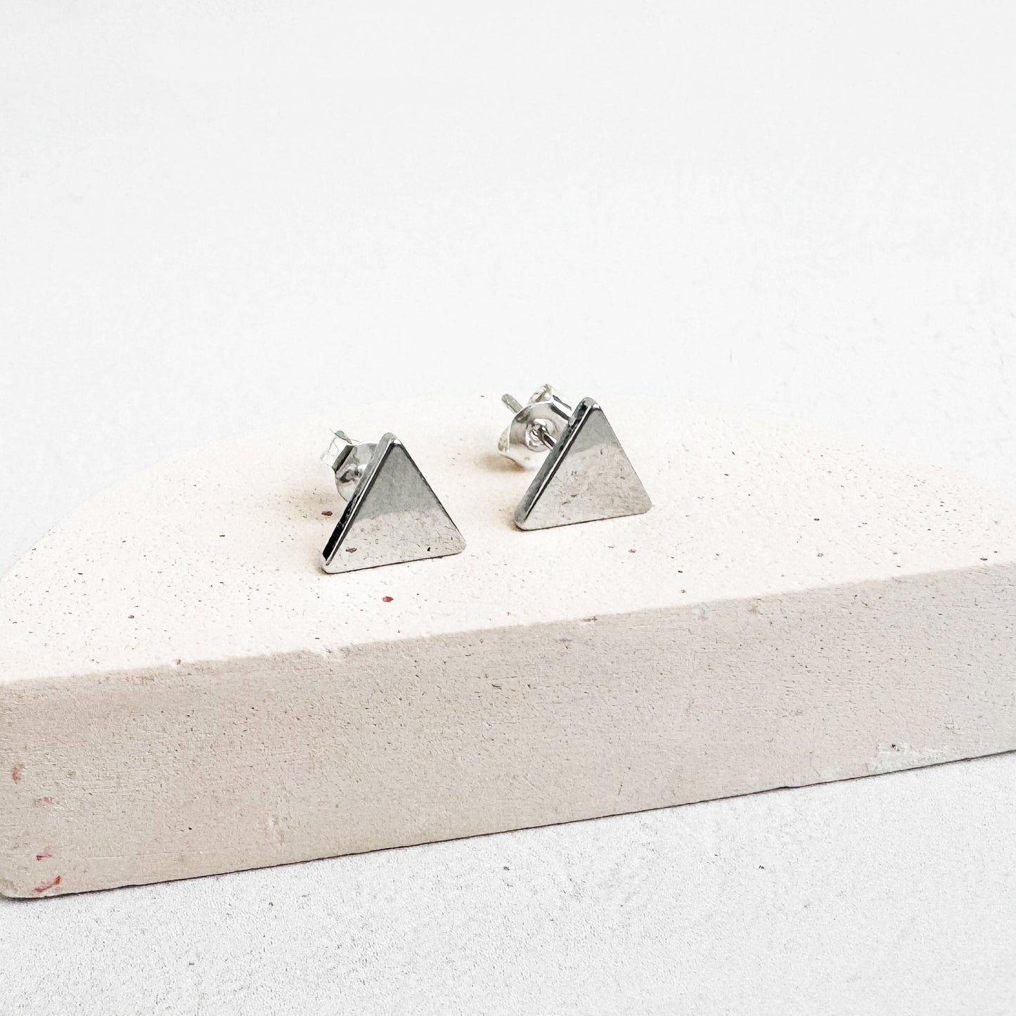 Triangle Stud Earrings in Silver