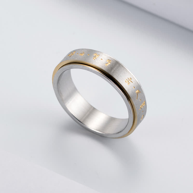 Fortune Jewel Mantra Titanium Steel Balance Rotatable Ring