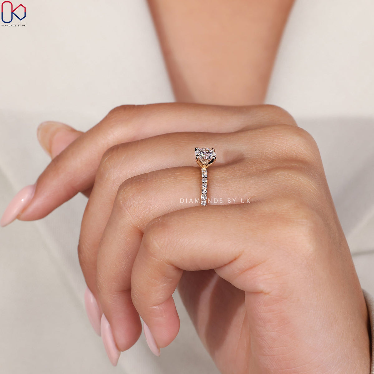 Round Diamond Engagement Ring In Pave Setting