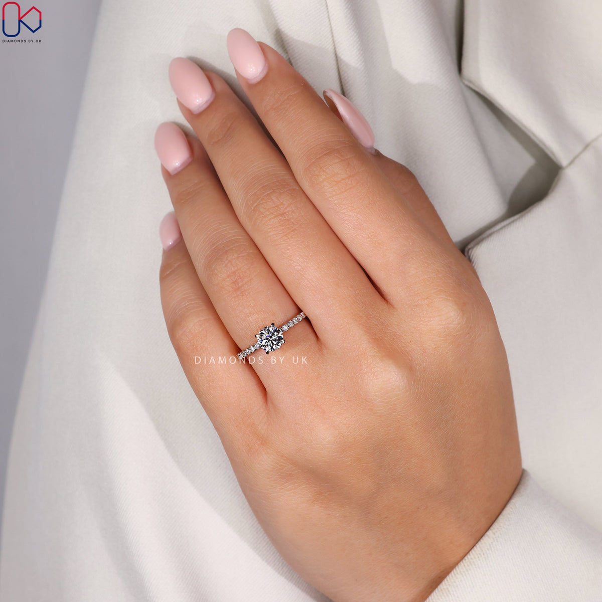 Round Diamond Engagement Ring In Pave Setting