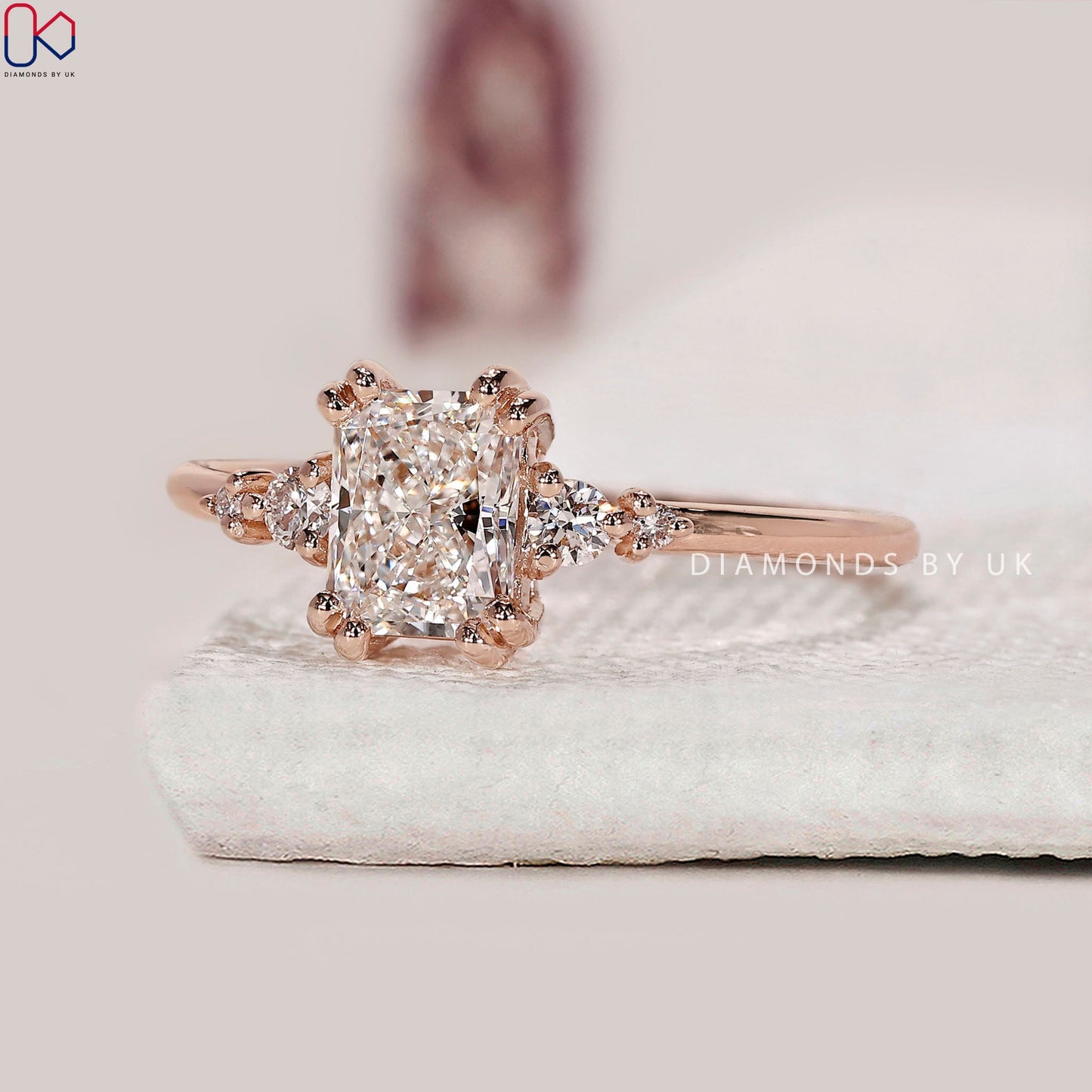 5 Stone Set Radiant Cut Diamond Engagement Ring