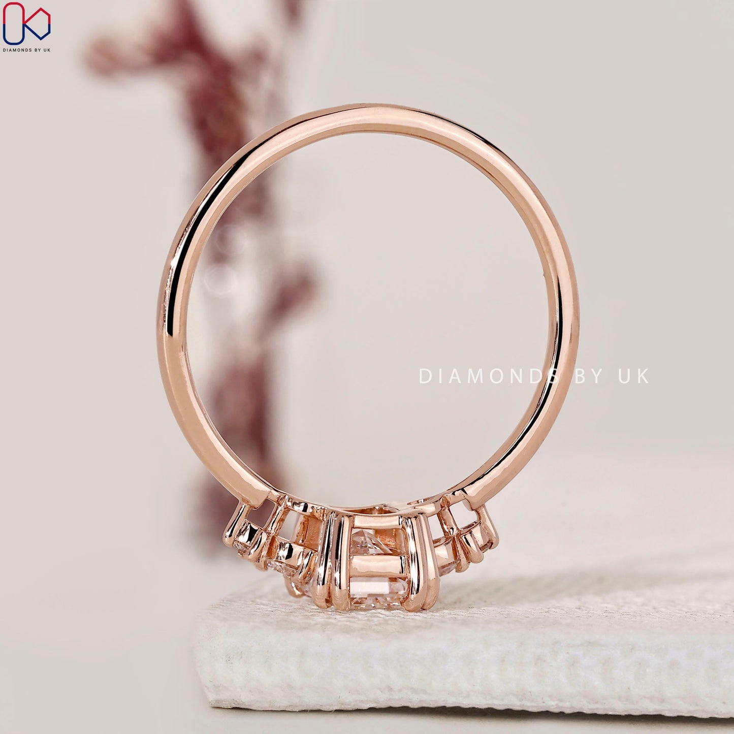 5 Stone Set Radiant Cut Diamond Engagement Ring