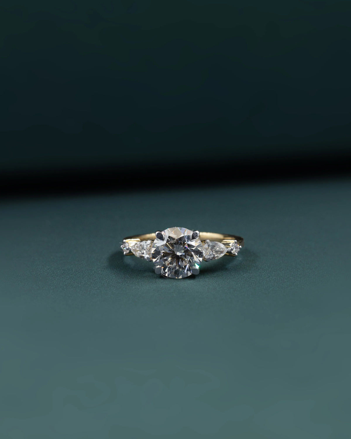 2.54 CTW Pear & Emerald Cut CVD Lab-Grown Diamond Three Stone Engagement Ring