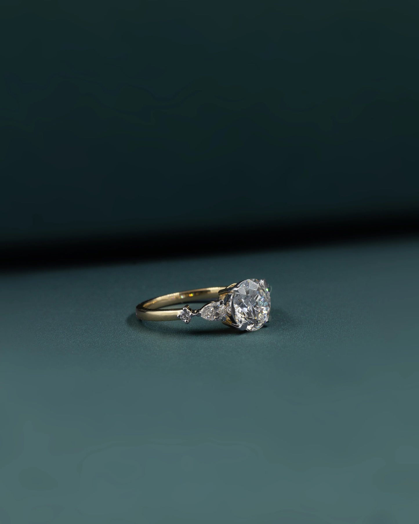 2.54 CTW Pear & Emerald Cut CVD Lab-Grown Diamond Three Stone Engagement Ring