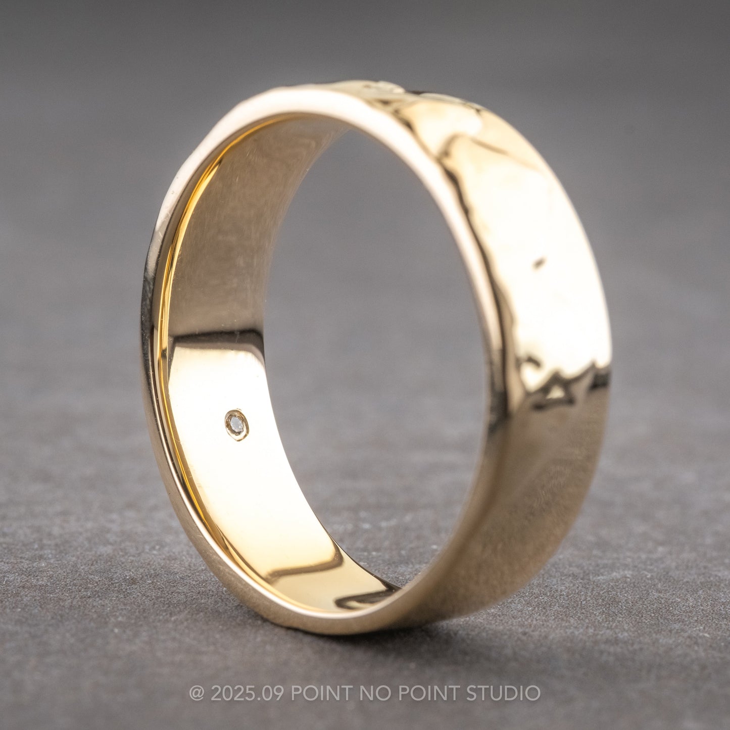 7mm Mountain Mens Wedding Ring with Hidden Diamond, Comfort Fit