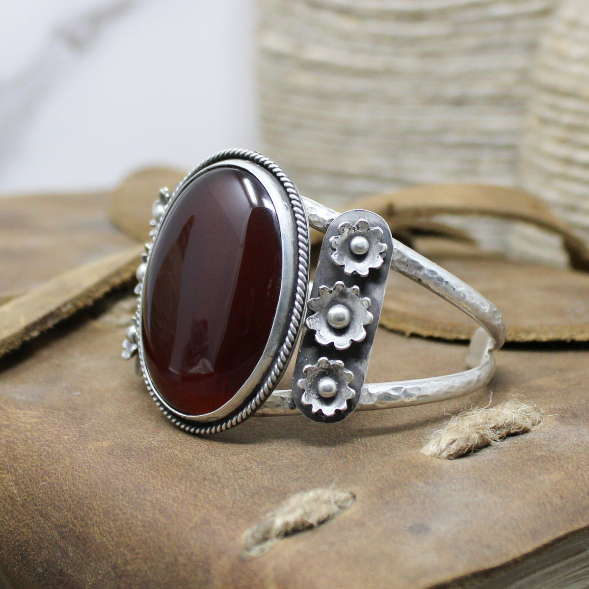 Carnelian Floral Cuff