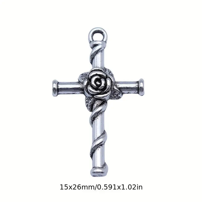 Rose Cross Pendant/Charm