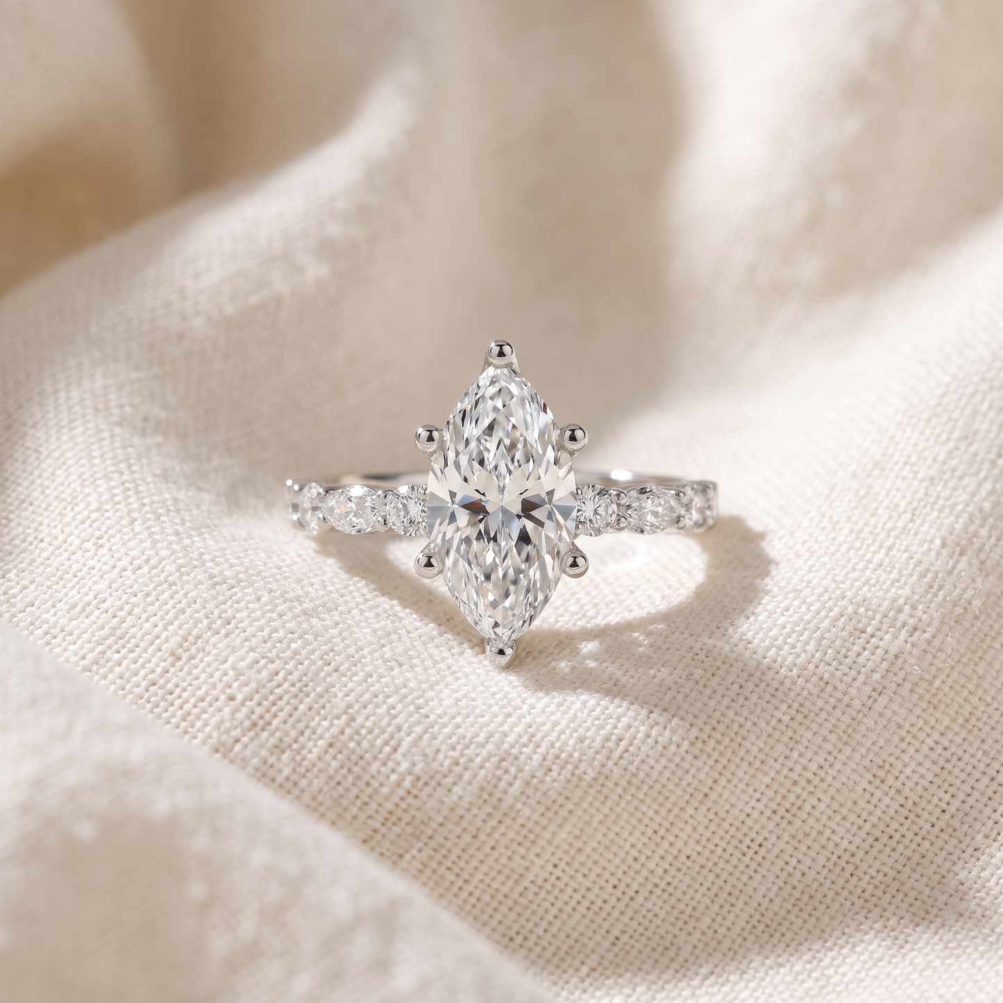 Certified 2 1/2Ct Fiona Marquise Diamond Engagement Ring 14k Gold Lab Grown