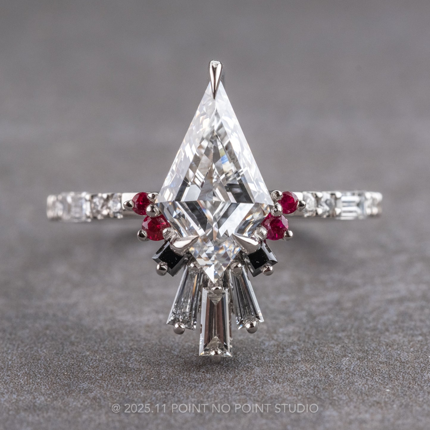 Kite Moissanite and Diamond Engagement Ring, Ombre Wren Setting