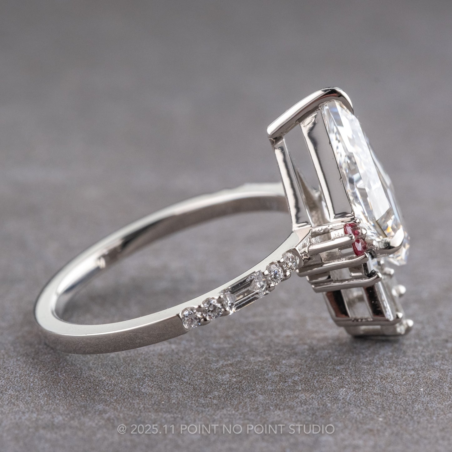 Kite Moissanite and Diamond Engagement Ring, Ombre Wren Setting