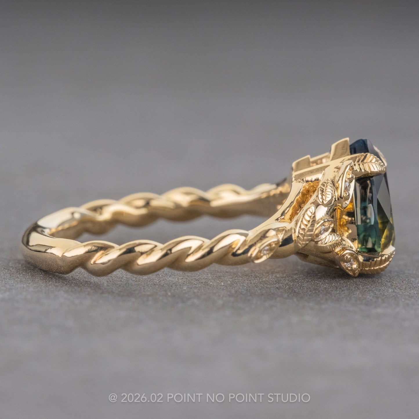 Custom Sapphire and Diamond Pixie Engagement Ring