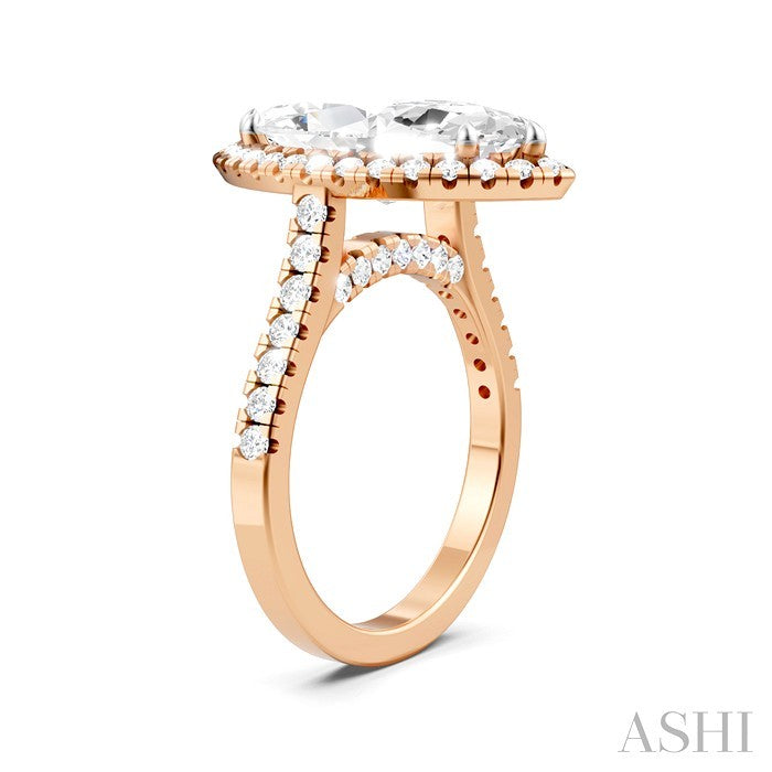 Marquise Shape Semi-Mount Halo Diamond Engagement Ring