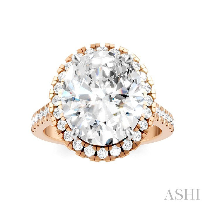 Oval Shape Semi-Mount Halo Diamond Engagement Ring