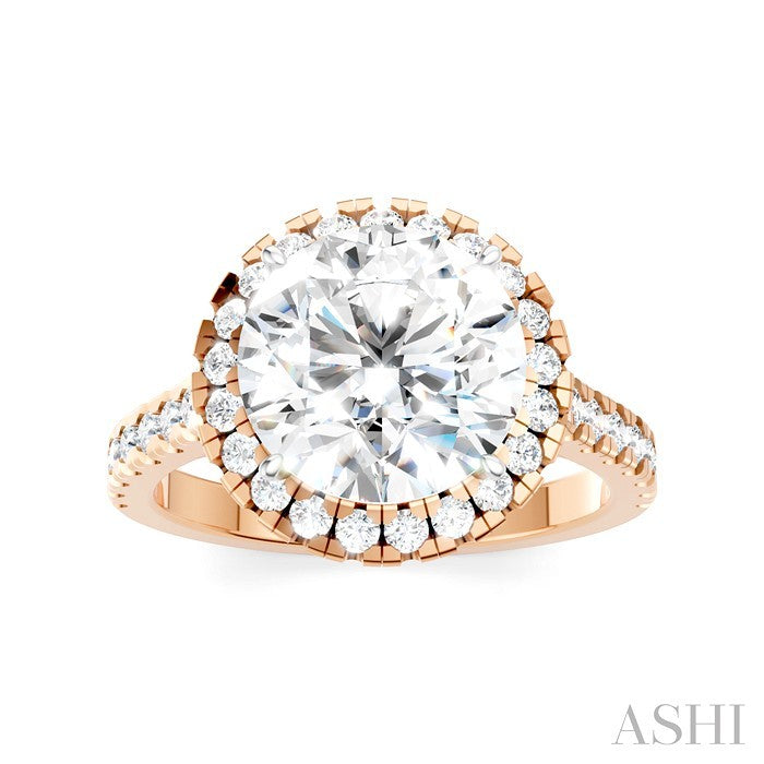 Round Shape Semi-Mount Halo Diamond Engagement Ring