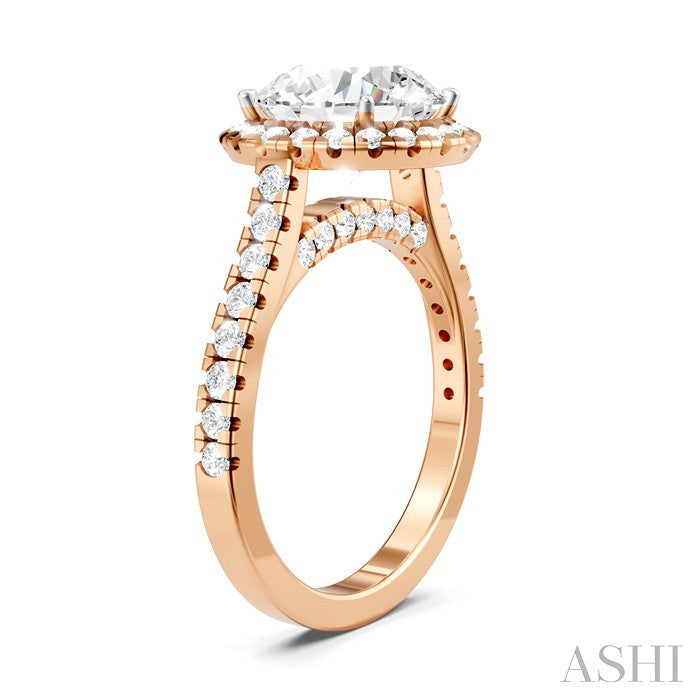 Round Shape Semi-Mount Halo Diamond Engagement Ring