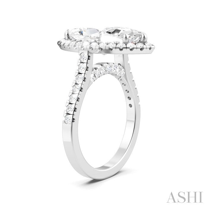 Marquise Shape Semi-Mount Halo Diamond Engagement Ring